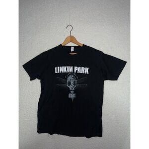 Linkin Park Gas Mask Dragonfly Graphic T-Shirt Black Tultex 202‎ Mens Large L
